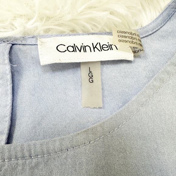 Calvin Klein Light Blue Ruffle Sleeve Blouse Women’s Large - Picture 5 of 7